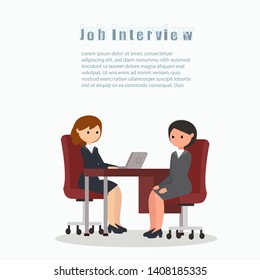 Job interview concept. The recruiter interview the candidate, flat people illustration