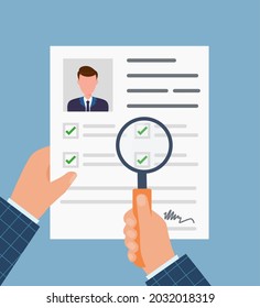 Job interview concept. Job resume, personal resume illustration. Eps 10