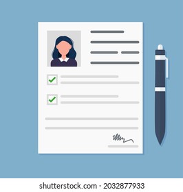 Job interview concept. Job resume, personal resume illustration. Eps 10