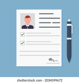 Job interview concept. Job resume, personal resume illustration. Eps 10