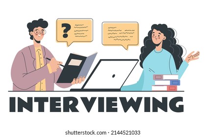 Job interview concept. Vector flat graphic design cartoon illustration