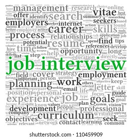 Job  interview concept in word tag cloud on white background
