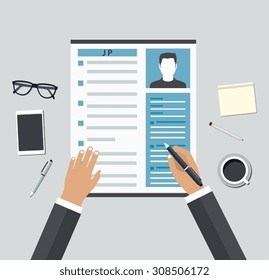 Job interview. Consideration by profiles of personnel concept