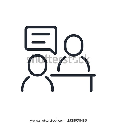 Job interview editable stroke outline icon isolated on white background flat vector illustration. Pixel perfect. 64 x 64