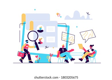 Job interview. Employee hiring. HR management. Employment service. Candidates seeker. Human resources, HR team work, headhunter service concept. Vector isolated concept creative illustration