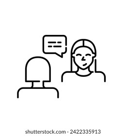 Entrevista laboral. Candidata que presenta su calificación a empleada de recursos humanos. Vector perfecto de píxeles