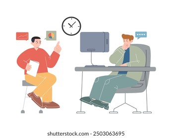 job interview hire hiring new worker interviewing resume company asking answering business work communication design icon illustration