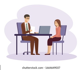 Job interview. HR manager. Office work. Vector flat illustration.