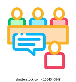 Job Interview Human Silhouette Hunting Vector Icon Thin Line. Hunting Business People And Recruitment Candidate, Team Work And Partnership Illustration