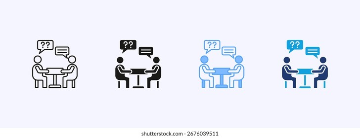Conjunto de Colección de íconos de entrevista de trabajo Estilo múltiple