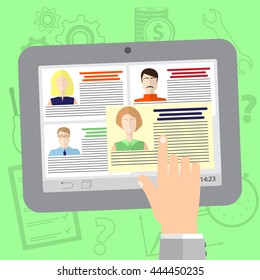 Job interview icon design. Recruiting agency. Flat  design.