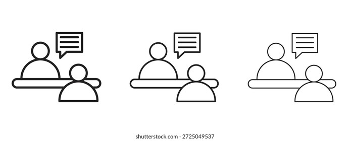 Ícone de entrevista de emprego. Ilustração de vetor de estilo minimalismo desenhado à mão