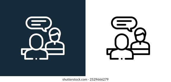 job interview icon isolated on white and black colors. job interview outline linear vector icon from recruitment collection for mobile apps, web and ui.