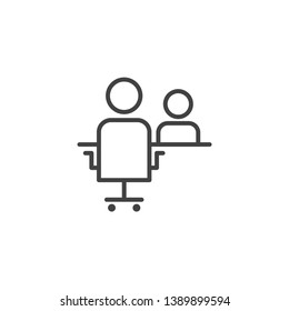 Job interview icon. Linear design symbol with thin line and monochrome outline minimal style. Editable stroke.