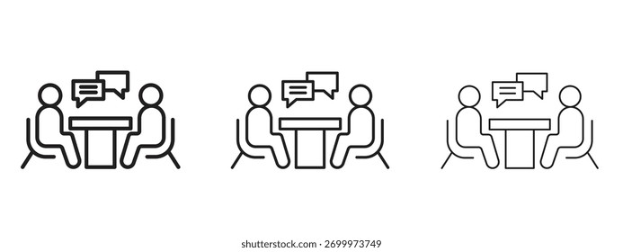 Icono de entrevista de trabajo signo de estilo lineal para el concepto móvil y el Diseño web.