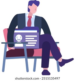 Job interview icon man wait in queue vector