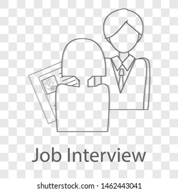 Job Interview icon on transparency background. Modern flat design vector illustration. Symbol for your web site design.
