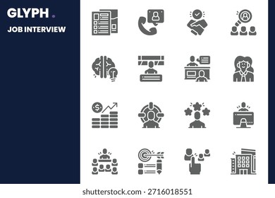 Job Interview Icon Pack für Ihre Website, Handy, Präsentation und Logo Design. Job Interview Icon solides Design. Vektorgrafik-Illustration und bearbeitbarer Strich.