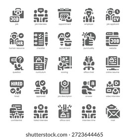 Job Interview Icon pack para seu site, celular, apresentação e design de logotipo. Ícone de entrevista de trabalho design sólido. Ilustração de gráficos vetoriais e traçado editável.