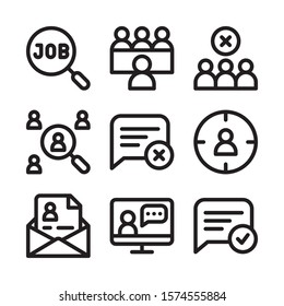 job interview icon set. linear design. choice of employee. Line with editable stroke