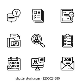 job interview icon set vector