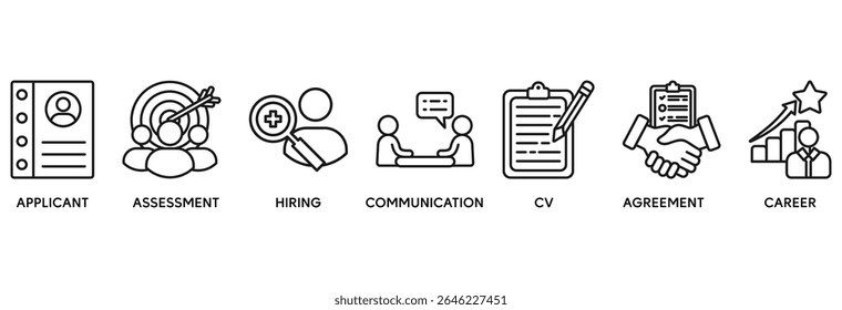 Ícone de entrevista de emprego definir conceito de ilustração vetorial relacionar-se com candidato, avaliação, contratação, comunicação, cv, acordo e carreira