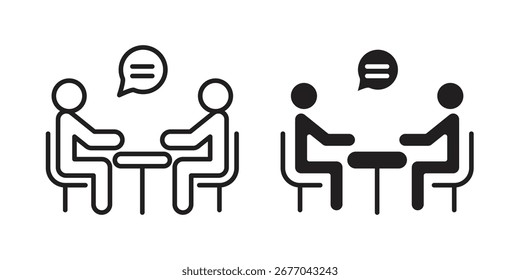Job interview icon. Stroke and Glyph pictogram. Vector illustration on white background