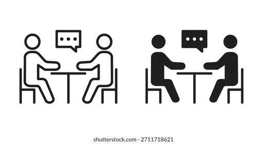 Icono de entrevista de trabajo en estilo lineal y plano delgado. conjunto de signos y símbolos