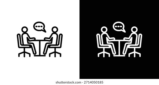 Job interview icon in thin stroke and flat style.