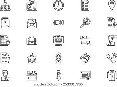 Job interview icons collection is a vector illustration with editable stroke.