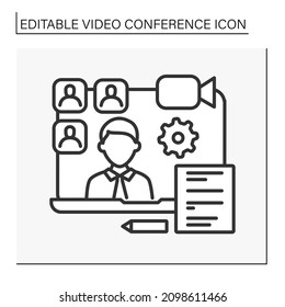 Job interview line icon. Online communication. Business call. Video conference concept. Isolated vector illustration. Editable stroke