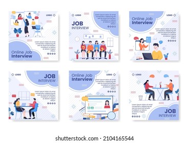 Job Interview Meeting and Candidate of Employment or Hiring Post Template Flat Illustration Editable of Square Background for Social Media