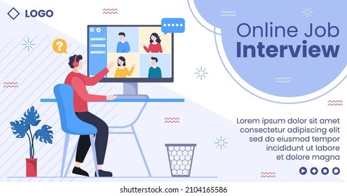 Job Interview Meeting and Candidate of Employment or Hiring Post Template Flat Illustration Editable of Square Background for Social Media