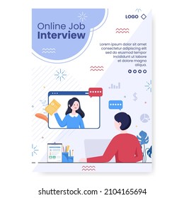 Job Interview Meeting And Candidate Of Employment Or Hiring Poster Template Flat Illustration Editable Of Square Background For Social Media