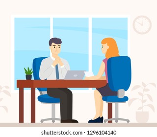 Job Interview Meeting New Employee Two Stock Vector (Royalty Free ...