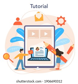 Bewerbungsgespräch Online-Dienst oder Plattform. Idee von Beschäftigung und Beschäftigung. Personalsuche. Online-Tutorial. Einzelne flache Vektorgrafik