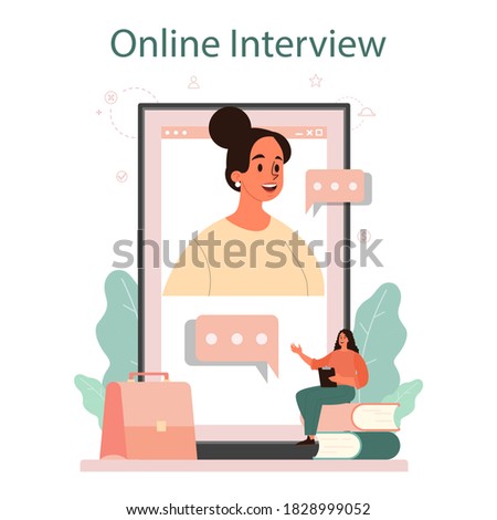 Job interview online service or platform. Idea of employment and hiring. Recruitment manager searching. Online job interview. Isolated flat vector illustration