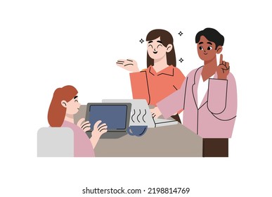 Job Interview Process, Hiring New Employees, Interview And Recruitment Concept, Consultation. Flat Vector Illustration Isolated On White Background