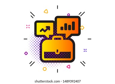 Job Interview sign. Halftone circles pattern. Business portfolio with Growth charts icon. Classic flat business portfolio icon. Vector