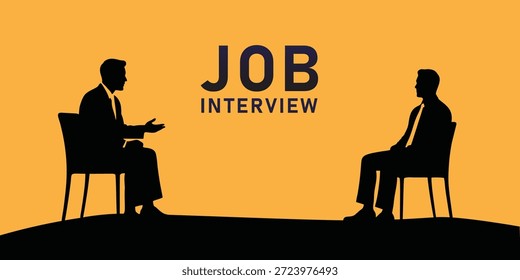 Silueta de la entrevista de trabajo en el concepto de contratación de Profesional de fondo marrón