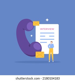 job interview test call. telephone interview. a job applicant gets a call or letter for an interview. stage or job acceptance test. e-mail. profession. illustration concept design. for poster,ui