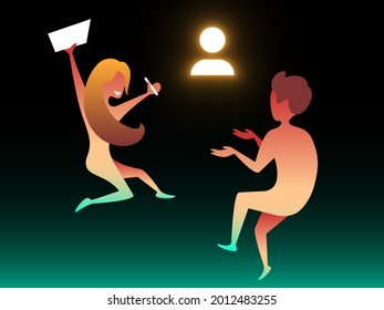 Job interview. Vector composition in gradient style