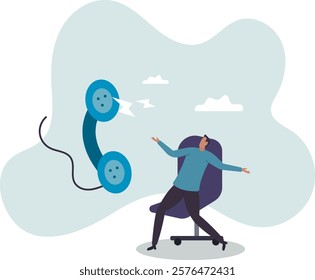 Job interview via phone call or conference meeting on telephone .business concept.flat character.