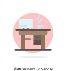 Job, Laptop, Office, Working Abstract Circle Background Flat color Icon. Vector Icon Template background