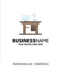 Job, Laptop, Office, Working Business Logo Template. Flat Color. Vector Icon Template background