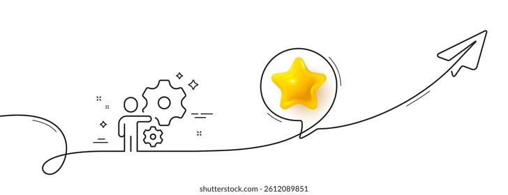 Job line icon. Continuous line with share plane. Business employment sign. Man at work symbol. 3d star in speech bubble. Job single line ribbon. Loop curve pattern. Vector