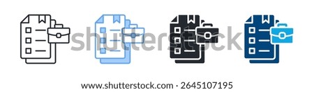 Job List Icon Set Multiple Style. Designed In Outline, Blue, Glyph, Dual Tone