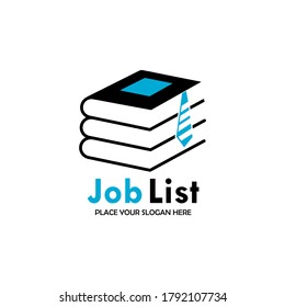 Job list logo design template illustration. there are book and tie