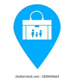 Job location map pin pointer icon. Element of map point for mobile concept and web apps. Icon for website design and app development. Premium job, working place, bag store flat icon sign.