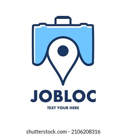 Job location vector logo template. This design use bag and point symbol. Suitable for business.